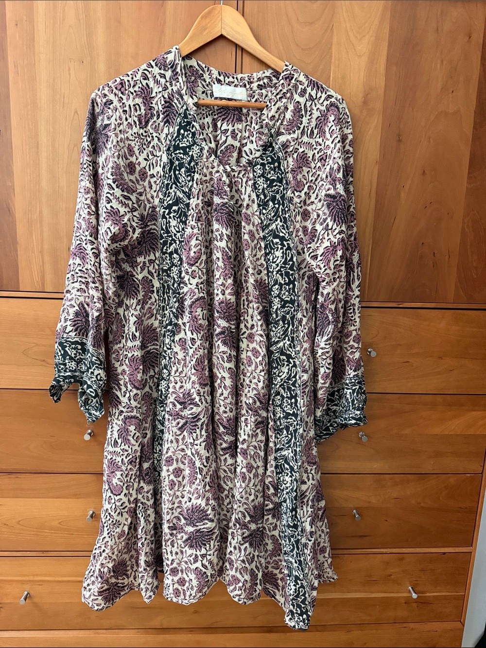Natalie Martin Bohemian Floral Print Dress in Cream and Mauve